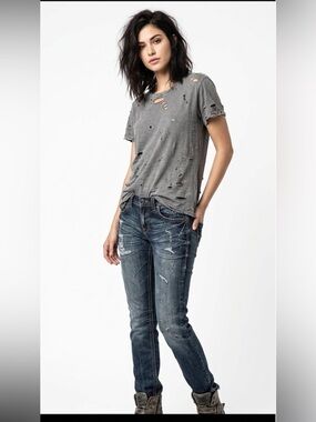 BLACK BULL unisex Blue denim Distressed/Thrashed Jeans size 32